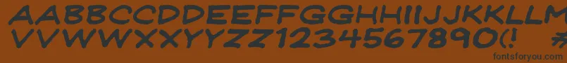 Czcionka JeffreyprintJlWideItalic – czarne czcionki na brązowym tle