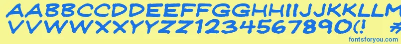 JeffreyprintJlWideItalic Font – Blue Fonts on Yellow Background