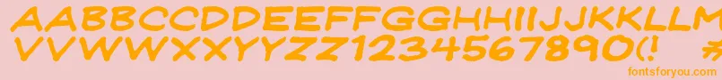 JeffreyprintJlWideItalic-Schriftart – Orangefarbene Schriften auf rosa Hintergrund