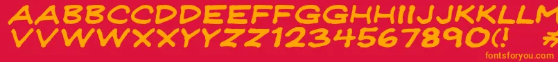 Fonte JeffreyprintJlWideItalic – fontes laranjas em um fundo vermelho