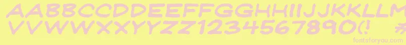 フォントJeffreyprintJlWideItalic – ピンクのフォント、黄色の背景