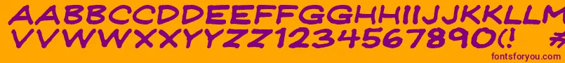 フォントJeffreyprintJlWideItalic – オレンジの背景に紫のフォント