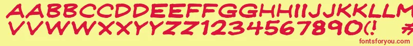 フォントJeffreyprintJlWideItalic – 赤い文字の黄色い背景