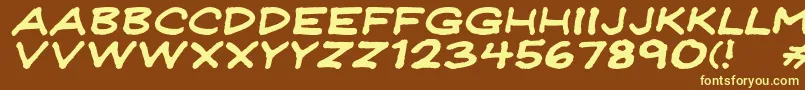 Czcionka JeffreyprintJlWideItalic – żółte czcionki na brązowym tle