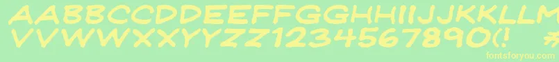 Fonte JeffreyprintJlWideItalic – fontes amarelas em um fundo verde