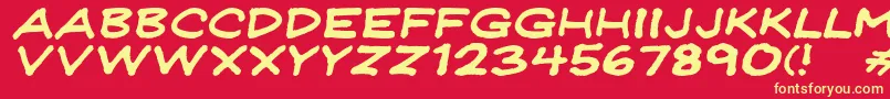 Fonte JeffreyprintJlWideItalic – fontes amarelas em um fundo vermelho