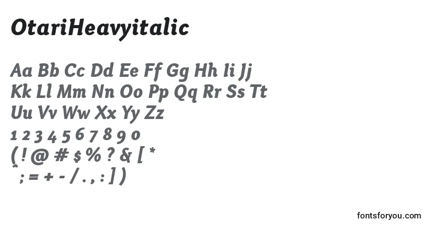 Czcionka OtariHeavyitalic – alfabet, cyfry, specjalne znaki