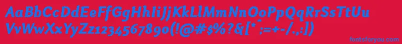 Fonte OtariHeavyitalic – fontes azuis em um fundo vermelho