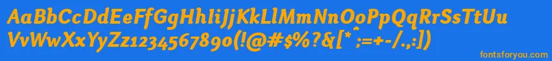 OtariHeavyitalic Font – Orange Fonts on Blue Background
