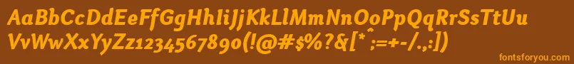 Weitere Informationen zur OtariHeavyitalic-Schriftart OtariHeavyitalic-Schriftart – Orangefarbene Schriften auf braunem Hintergrund