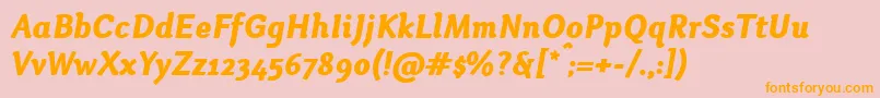 Fonte OtariHeavyitalic – fontes laranjas em um fundo rosa