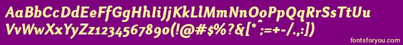 Fonte OtariHeavyitalic – fontes amarelas em um fundo roxo
