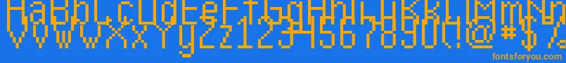 Kharon4aV01 Font – Orange Fonts on Blue Background