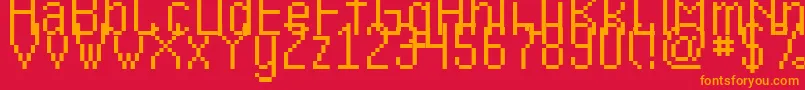 Czcionka Kharon4aV01 – pomarańczowe czcionki na czerwonym tle