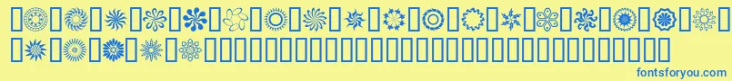 フォントRunnn – 青い文字が黄色の背景にあります。