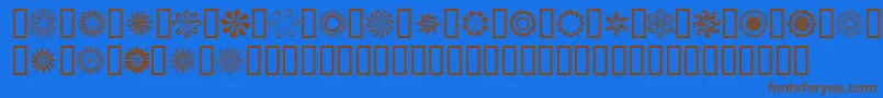 フォントRunnn – 茶色の文字が青い背景にあります。