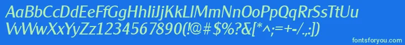 ClearfacegothicItalic Font – Green Fonts on Blue Background