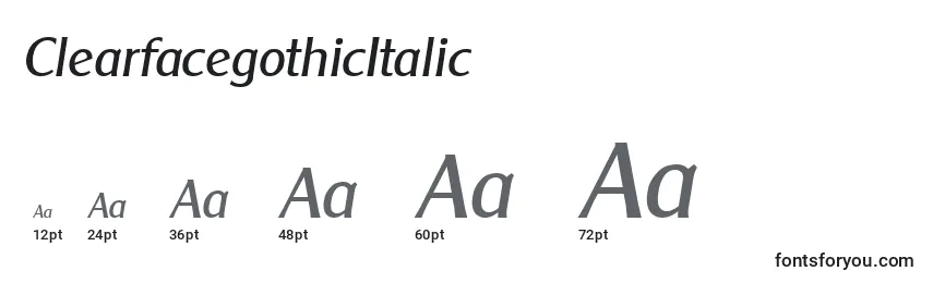 ClearfacegothicItalic Font Sizes