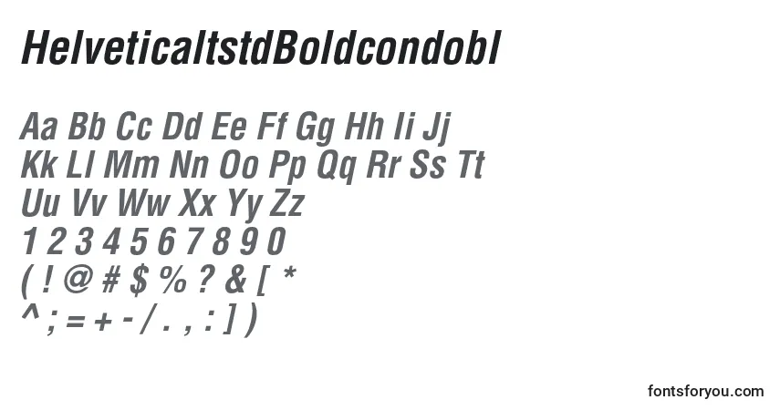 A fonte HelveticaltstdBoldcondobl – alfabeto, números, caracteres especiais