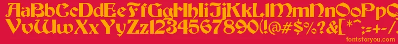 フォントTesoro – 赤い背景にオレンジの文字