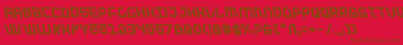 Trektrooperleft-Schriftart – Braune Schriften auf rotem Hintergrund