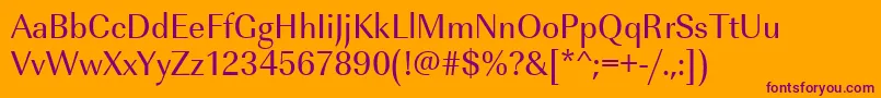 Urwimperialtnar-Schriftart – Violette Schriften auf orangefarbenem Hintergrund