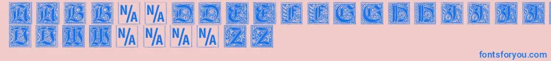 Gebetsbuchinitialen-Schriftart – Blaue Schriften auf rosa Hintergrund