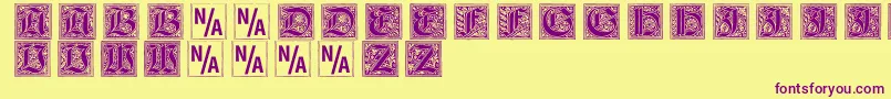 Gebetsbuchinitialen-Schriftart – Violette Schriften auf gelbem Hintergrund