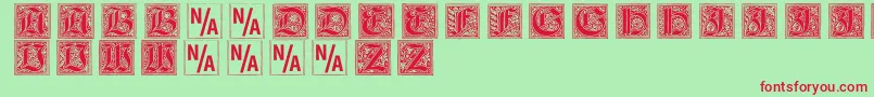 Gebetsbuchinitialen Font – Red Fonts on Green Background