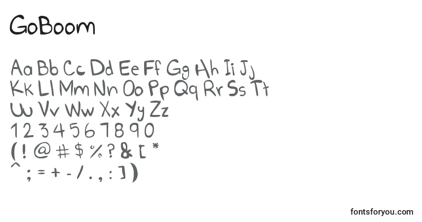 GoBoom-fontti – aakkoset, numerot, erikoismerkit