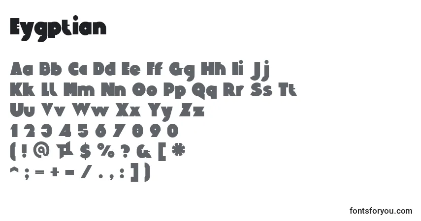 Schriftart Eygptian – Alphabet, Zahlen, spezielle Symbole