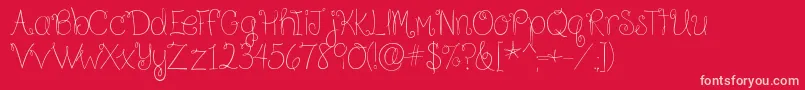 BecauseIAmHappyRegular Font – Pink Fonts on Red Background