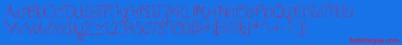 BecauseIAmHappyRegular Font – Red Fonts on Blue Background