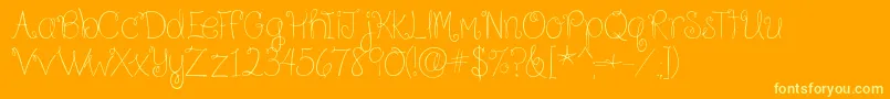 BecauseIAmHappyRegular-Schriftart – Gelbe Schriften auf orangefarbenem Hintergrund