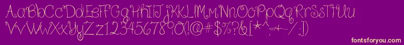 BecauseIAmHappyRegular-Schriftart – Gelbe Schriften auf violettem Hintergrund