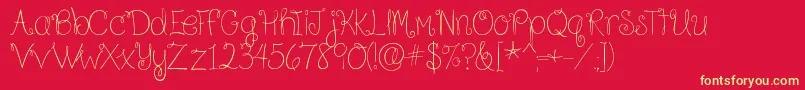 BecauseIAmHappyRegular Font – Yellow Fonts on Red Background