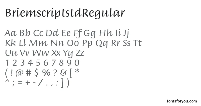 Czcionka BriemscriptstdRegular – alfabet, cyfry, specjalne znaki