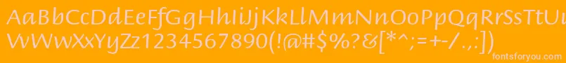 Czcionka BriemscriptstdRegular – różowe czcionki na pomarańczowym tle