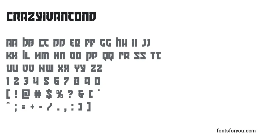 Crazyivancond-fontti – aakkoset, numerot, erikoismerkit