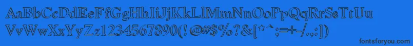 NiewCromagnonCallig Font – Black Fonts on Blue Background