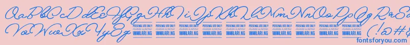 MelayscriptPersonalUse Font – Blue Fonts on Pink Background