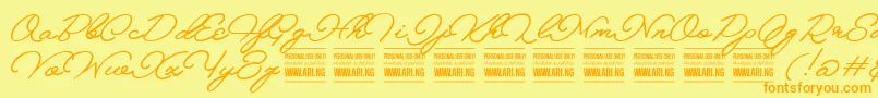 MelayscriptPersonalUse-Schriftart – Orangefarbene Schriften auf gelbem Hintergrund