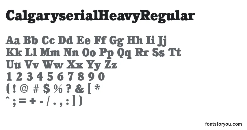 A fonte CalgaryserialHeavyRegular – alfabeto, números, caracteres especiais