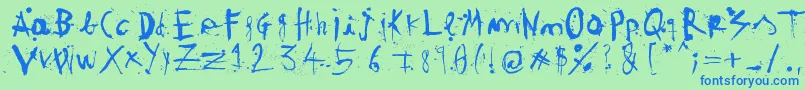 WoodcutterTintaChina Font – Blue Fonts on Green Background