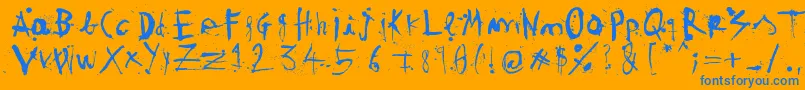 WoodcutterTintaChina Font – Blue Fonts on Orange Background