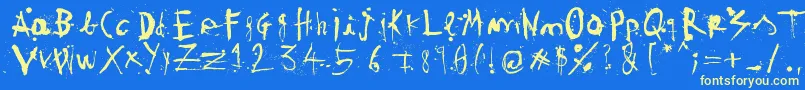 WoodcutterTintaChina Font – Yellow Fonts on Blue Background