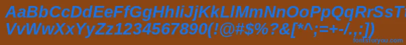 Czcionka ArimoBoldItalic – niebieskie czcionki na brązowym tle