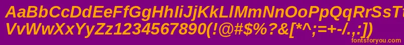 ArimoBoldItalic-fontti – oranssit fontit violetilla taustalla