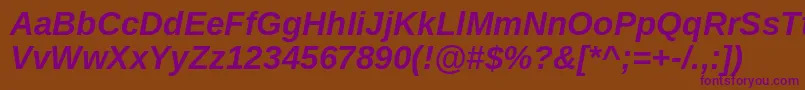 ArimoBoldItalic Font – Purple Fonts on Brown Background