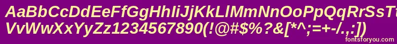 フォントArimoBoldItalic – 紫の背景に黄色のフォント